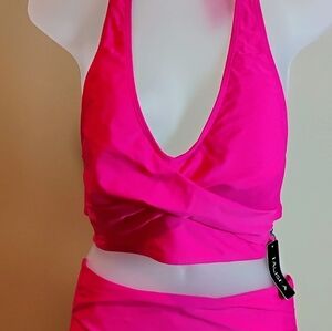 Talisea 2 PC High Waisted Hot Pink Swimsuit New